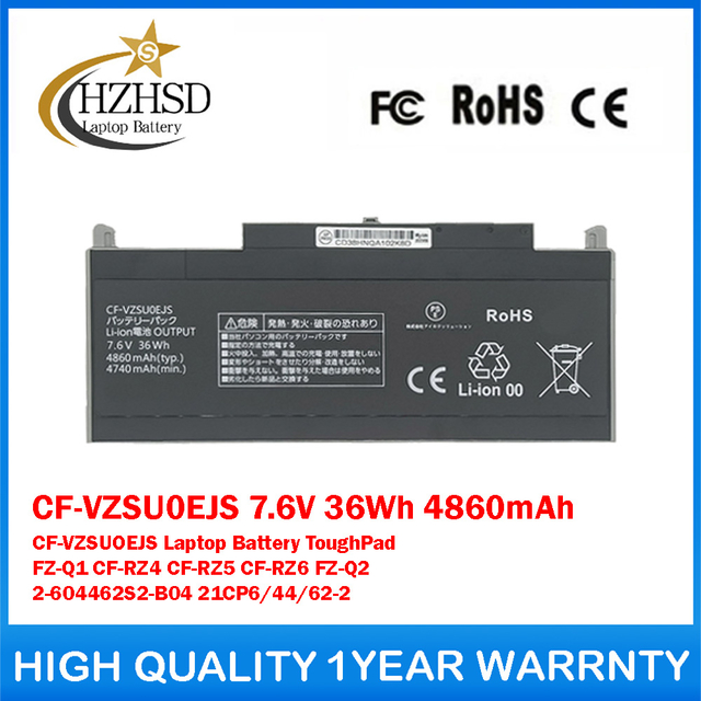 CF-VZSU0EJS 7.6V 36Wh 4860mAh CF-VZSUOEJS Genuine Original Laptop Battery For Panasonic ToughPad FZ-Q1 FZ-Q2 CF-RZ4 CF-RZ5/RZ6 2-604462S2-B04 21CP6/44/62-2