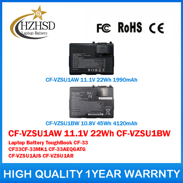 CF-VZSU1AW 11.1V 22Wh CF-VZSU1BW 10.8V 45Wh Genuine Original Laptop Battery For Panasonic ToughBook CF-33 CF33CF-33MK1 CF-33AEQGATG CF-VZSU1AJS CF-VZSU1AR