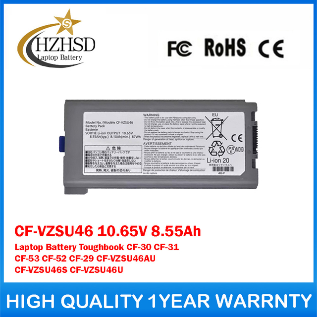 CF-VZSU46 10.65V 8.55Ah Genuine Original Laptop Battery For Panasonic Toughbook CF-30 CF-31 CF-53 CF-52 CF-29 CF-VZSU46AU CF-VZSU46S CF-VZSU46U