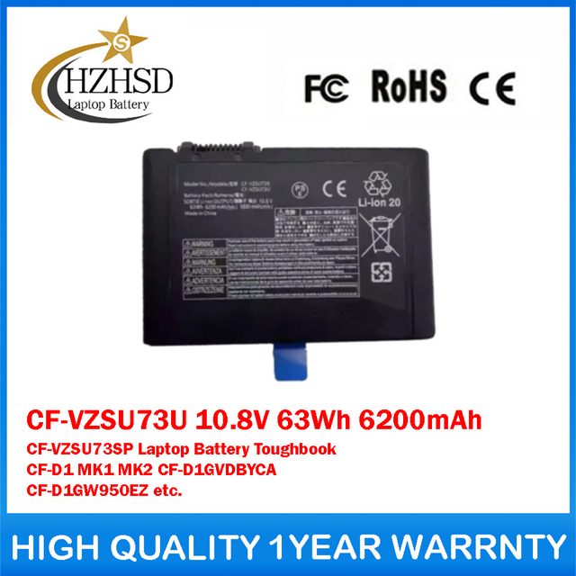 CF-VZSU73U 10.8V 63Wh 6200mAh CF-VZSU73SP Genuine Original Laptop Battery For Panasonic Toughbook CF-D1 MK1 MK2 CF-D1GVDBYCA CF-D1GW950EZ etc.