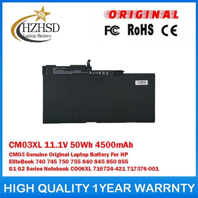CM03XL 11.1V 50Wh 4500mAh CM03 Genuine Original Laptop Battery For HP EliteBook 740 745 750 755 840 845 850 855 G1 G2 Series Notebook CO06XL 716724-421 717376-001