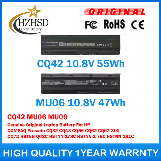 CQ42 MU06 MU09 Genuine Original Laptop Battery For HP COMPAQ Presario CQ32 CQ43 CQ56 CQ62 CQ62-300 CQ72 HSTNN-Q62C HSTNN-178C HSTNN-1 79C HSTNN 181C