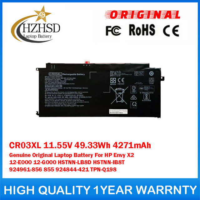 CR03XL 11.55V 49.33Wh 4271mAh Genuine Original Laptop Battery For HP Envy X2 12-E000 12-G000 HSTNN-LB8D HSTNN-IB8T 924961-856 855 924844-421 TPN-Q198