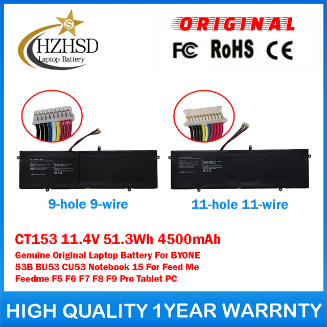 CT153 11.4V 51.3Wh 4500mAh Genuine Original Laptop Battery For BYONE 53B BU53 CU53 Notebook 15 For Feed Me Feedme F5 F6 F7 F8 F9 Pro Tablet PC