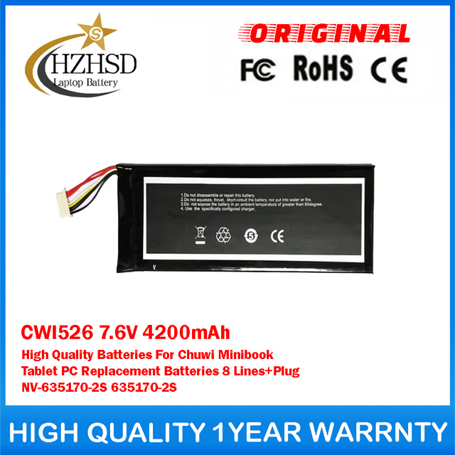 CWI526 7.6V 4200mAh High Quality Batteries For Chuwi Minibook Tablet PC Replacement Batteries 8Lines+Plug NV-635170-2S 635170-2S