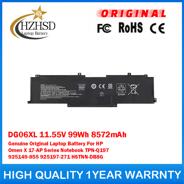 DG06XL 11.55V 99Wh 8572mAh Genuine Original Laptop Battery For HP Omen X 17-AP Series Notebook TPN-Q197 925149-855 925197-271 HSTNN-DB8G