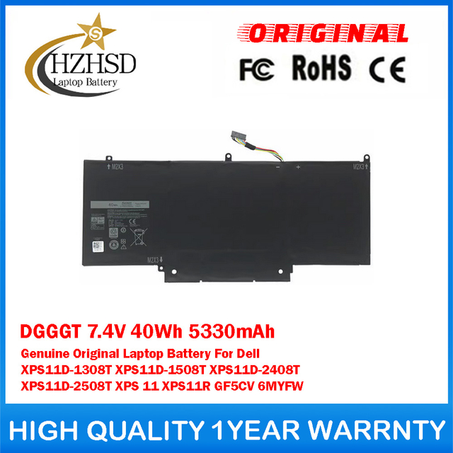 DGGGT 7.4V 40Wh 5330mAh Genuine Original Laptop Battery For Dell XPS11D-1308T XPS11D-1508T XPS11D-2408T XPS11D-2508T XPS 11 XPS11R GF5CV 6MYFW