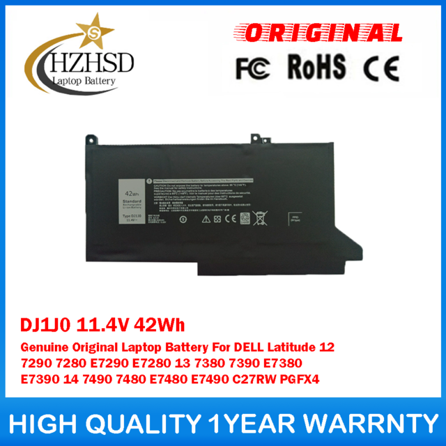 DJ1J0 0G74G 11.4V 42Wh Genuine Original Laptop Battery Replacement For Dell Latitude 5300 5310 7300 7400 Series Notebook 02PFPW OG74G