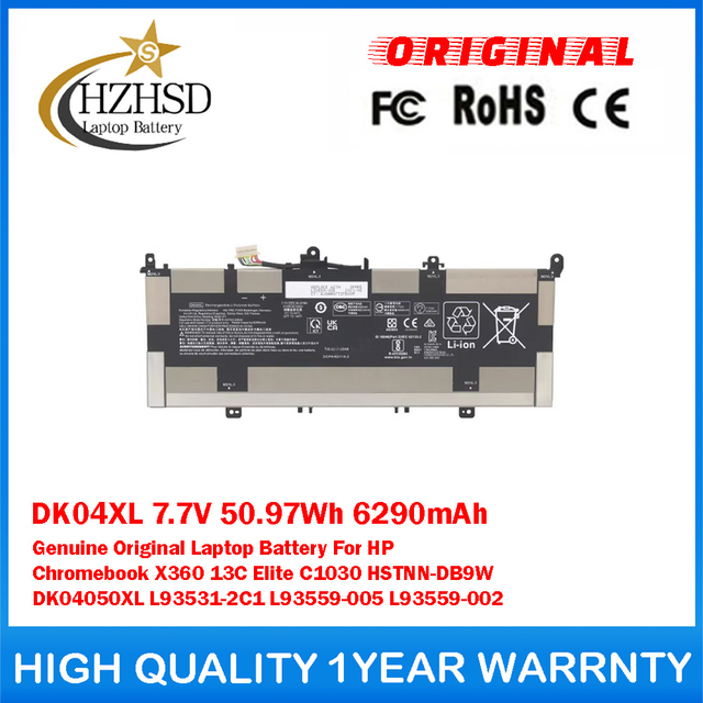 DK04XL 7.7V 50.97Wh 6290mAh Genuine Original Laptop Battery For HP Chromebook X360 13C Elite C1030 HSTNN-DB9W DK04050XL L93531-2C1 L93559-005 L93559-002