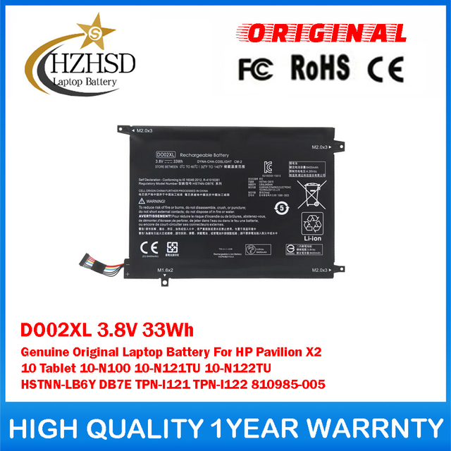 DO02XL 3.8V 33Wh Genuine Original Laptop Battery For HP Pavilion X2 10 Tablet 10-N100 10-N121TU 10-N122TU HSTNN-LB6Y DB7E TPN-I121 TPN-I122 810985-005