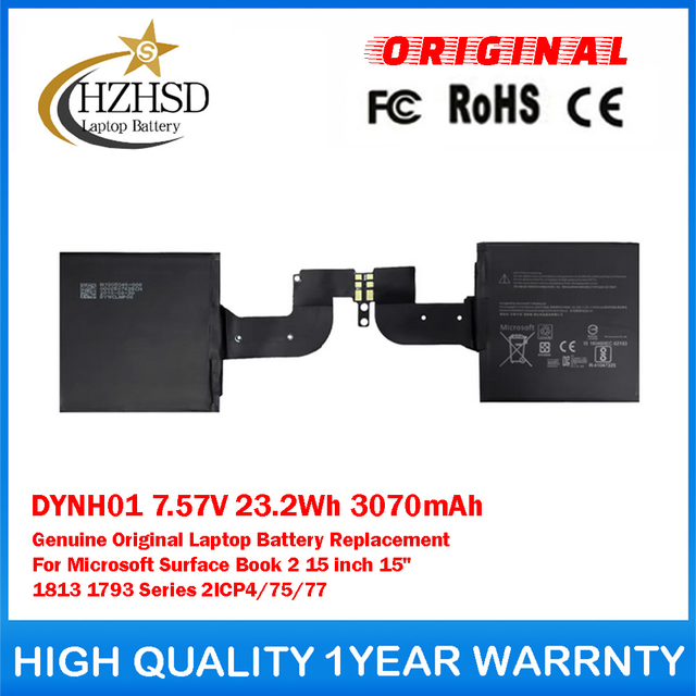 DYNH01 7.57V 23.2Wh 3070mAh Genuine Original Laptop Battery Replacement For Microsoft Surface Book 2 15 inch 15