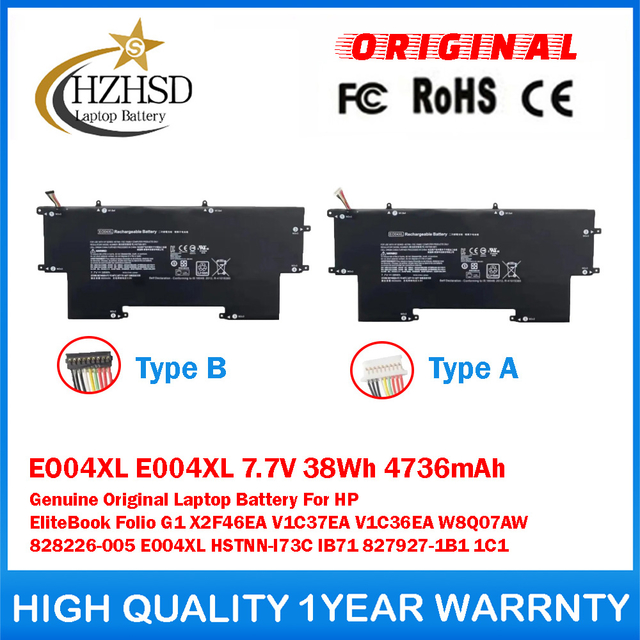 EO04XL E004XL 7.7V 38Wh 4736mAh Genuine Original Laptop Battery For HP EliteBook Folio G1 X2F46EA V1C37EA V1C36EA W8Q07AW 828226-005 HSTNN-I73C IB71 827927-1B1 1C1