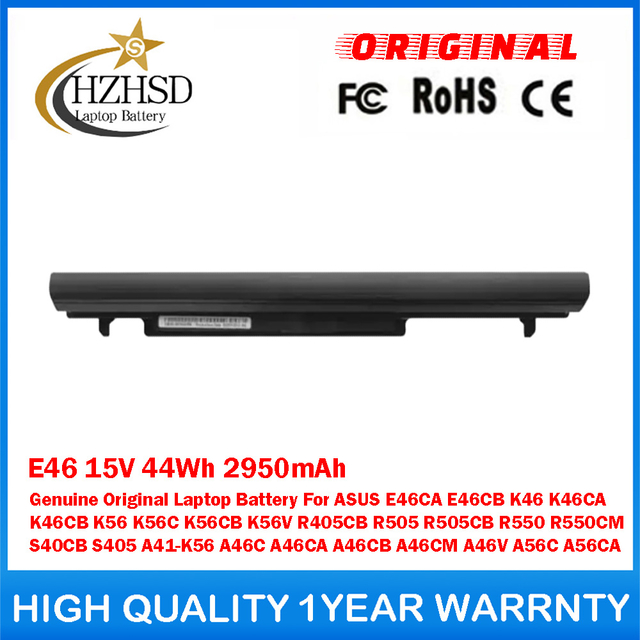E46 15V 44Wh 2950mAh Genuine Original Laptop Battery For ASUS E46CA E46CB K46 K46CA K46CB K56 K56C K56CB K56V R405CB R505 R505CB R550 R550CM S40CB S405 A41-K56 A46C A46CA A46CB A46CM A46V A56C A56CA A56CB A56CM A56V