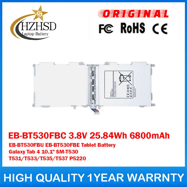 EB-BT530FBC 3.8V 25.84Wh 6800mAh EB-BT530FBU EB-BT530FBE Genuine Original Tablet Battery For Samsung Galaxy Tab 4 10.1