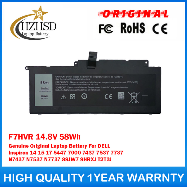 F7HVR 14.8V 58Wh Genuine Original Laptop Battery For DELL Inspiron 14 15 17 5447 7000 7437 7537 7737 N7437 N7537 N7737 89JW7 9HRXJ T2T3J