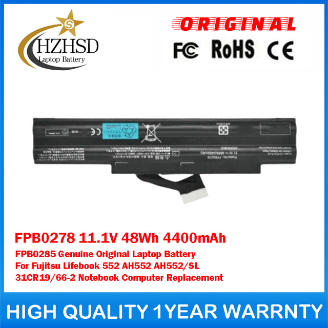 FPB0278 11.1V 48Wh 4400mAh FPB0285 Genuine Original Laptop Battery For Fujitsu Lifebook 552 AH552 AH552/SL 31CR19/66-2 Notebook Computer Replacement