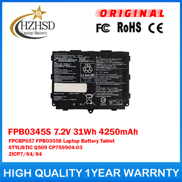 FPB0345S 7.2V 31Wh 4250mAh FPCBP557 FPB0355S Genuine Original Laptop Battery For FUJITSU Tablet STYLISTIC Q509 CP759904-03 2ICP7/64/84