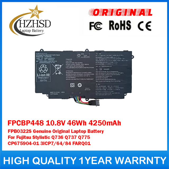 FPCBP448 10.8V 46Wh 4250mAh FPB0322S Genuine Original Laptop Battery For Fujitsu Stylistic Q736 Q737 Q775 CP675904-01 3ICP7/64/84 FARQ01