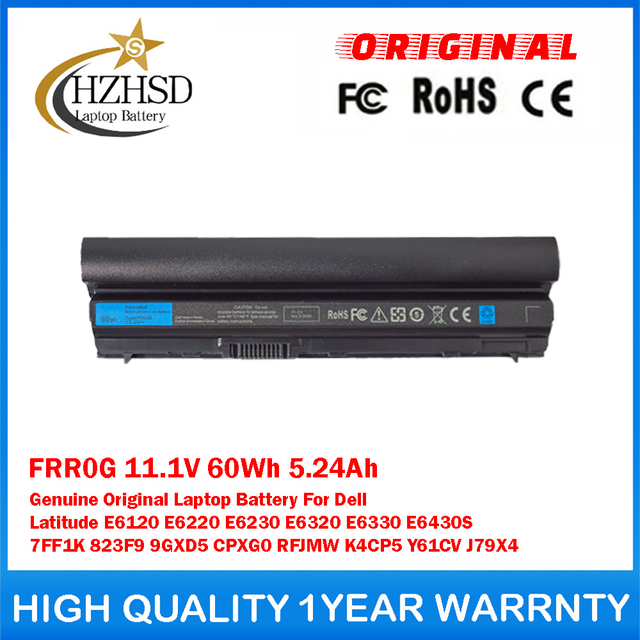 FRR0G 11.1V 60Wh 5.24Ah Genuine Original Laptop Battery For Dell Latitude E6120 E6220 E6230 E6320 E6330 E6430S 7FF1K 823F9 9GXD5 CPXG0 RFJMW K4CP5 Y61CV J79X4