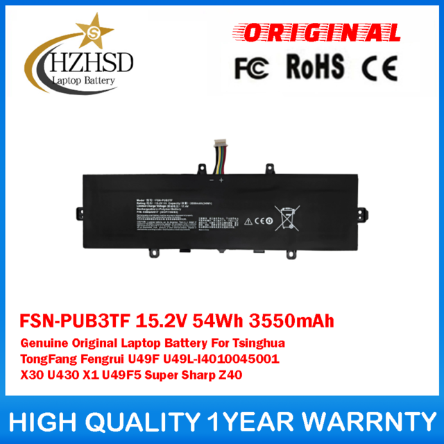 FSN-PUB3TF 15.2V 54Wh 3550mAh Genuine Original Laptop Battery For Tsinghua TongFang Fengrui U49F U49L-I4010045001 X30 U430 X1 U49F5 Super Sharp Z40
