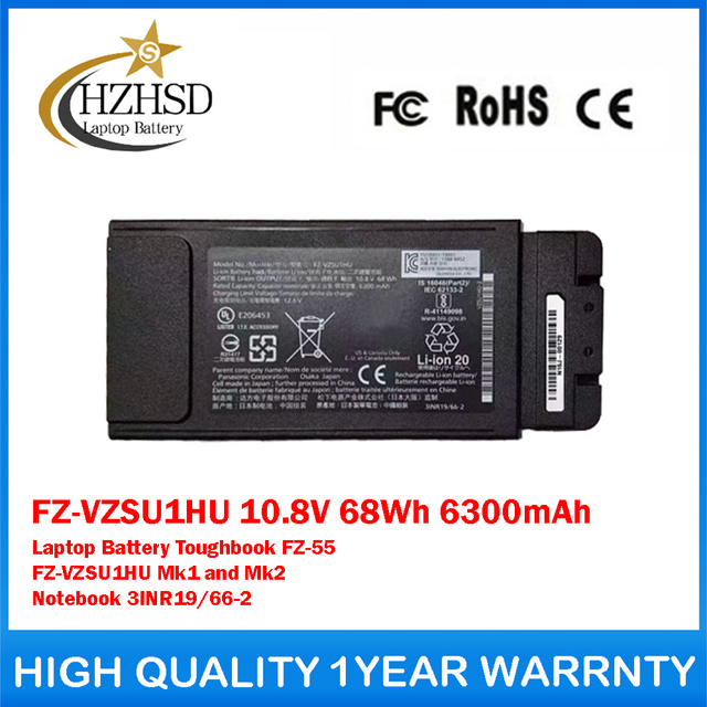 FZ-VZSU1HU 10.8V 68Wh 6300mAh Genuine Original Laptop Battery For Panasonic Toughbook FZ-55 FZ-VZSU1HU Mk1 and Mk2 Notebook 3INR19/66-2