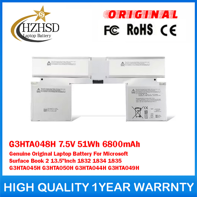 G3HTA048H 7.5V 51Wh 6800mAh Genuine Original Laptop Battery For Microsoft Surface Book 2 13.5