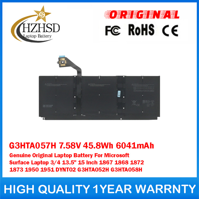 G3HTA057H 7.58V 45.8Wh 6041mAh Genuine Original Laptop Battery For Microsoft Surface Laptop 3/4 13.5