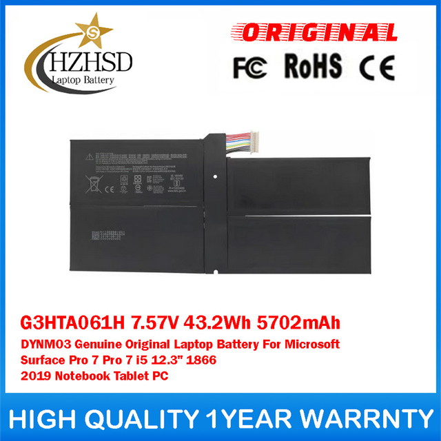 G3HTA061H 7.57V 43.2Wh 5702mAh DYNM03 Genuine Original Laptop Battery For Microsoft Surface Pro7 Pro7 i5 12.3