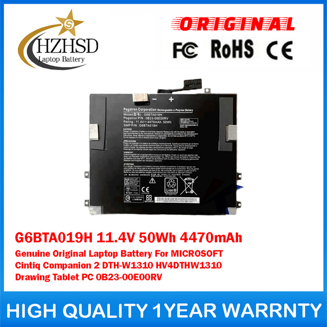 G6BTA019H 11.4V 50Wh 4470mAh Genuine Original Laptop Battery For MICROSOFT Cintiq Companion 2 DTH-W1310 HV4DTHW1310 Drawing Tablet PC 0B23-00E00RV