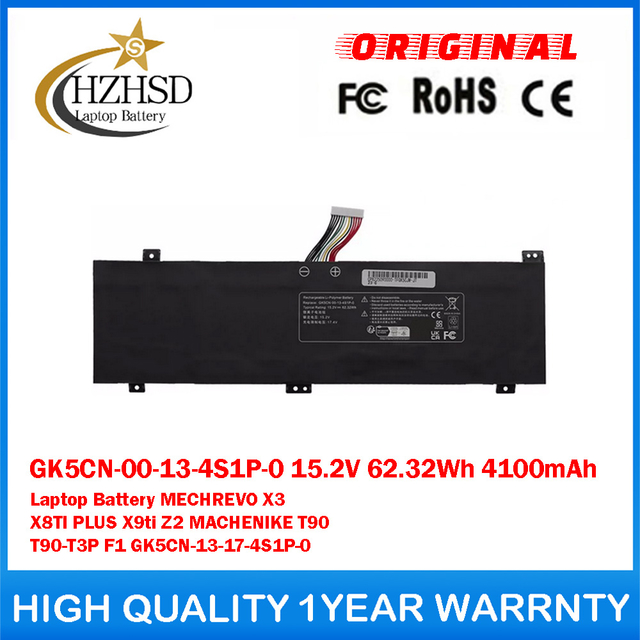 GK5CN-00-13-4S1P-0 15.2V 62.32Wh 4100mAh Genuine Original Laptop Battery For Getac MECHREVO X3 X8TI PLUS X9ti Z2 MACHENIKE T90 T90-T3P F1 GK5CN-13-17-4S1P-0