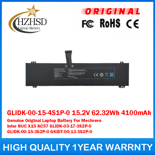 GLIDK-00-15-4S1P-0 15.2V 62.32Wh 4100mAh Genuine Original Laptop Battery For Mechrevo Inter NUC X15 KC57 GLIDK-03-17-3S2P-0 GLIDK-00-15-3S2P-0 GKIDT-00-13-3S2P-0