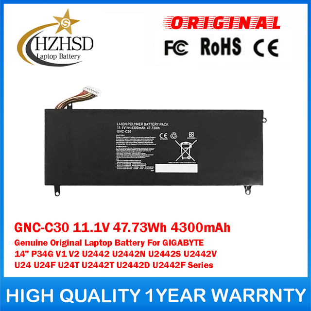 GNC-C30 11.1V 47.73Wh 4300mAh Genuine Original Laptop Battery For GIGABYTE 14