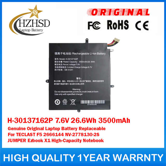 H-30137162P 7.6V 26.6Wh 3500mAh Genuine Original Laptop Battery Replaceable For TECLAST F5 2666144 NV-2778130-2S JUMPER Ezbook X1 High-Capacity Notebook