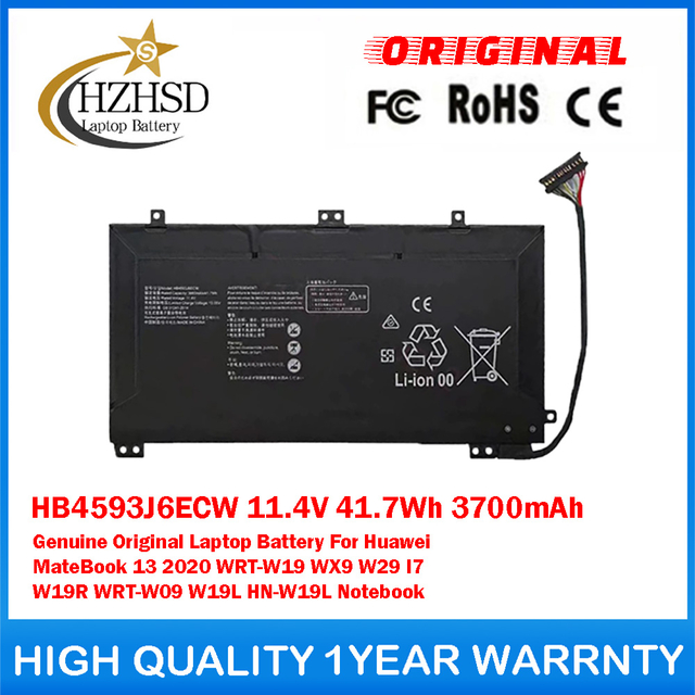 HB4593J6ECW 11.4V 41.7Wh 3700mAh Genuine Original Laptop Battery For Huawei MateBook 13 2020 WRT-W19 WX9 W29 I7 W19R WRT-W09 W19L HN-W19L Notebook