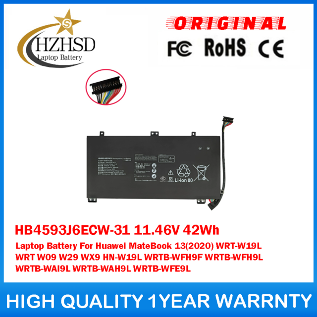 HB4593J6ECW-31 11.46V 42Wh Laptop Battery For Huawei MateBook 13(2020) WRT-W19L WRT W09 W29 WX9 HN-W19L WRTB-WFH9F WRTB-WFH9L WRTB-WAI9L WRTB-WAH9L WRTB-WFE9L