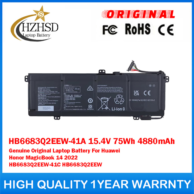 HB6683Q2EEW-41A 15.4V 75Wh 4880mAh Genuine Original Laptop Battery For Huawei Honor MagicBook 14 2022 HB6683Q2EEW-41C HB6683Q2EEW