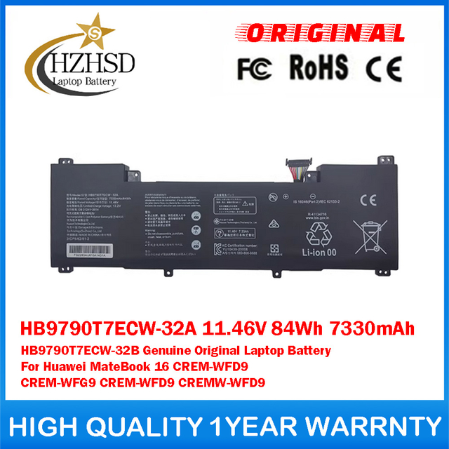 HB9790T7ECW-32A 11.46V 84Wh 7330mAh HB9790T7ECW-32B Genuine Original Laptop Battery For Huawei MateBook 16 CREM-WFD9 CREM-WFG9 CREM-WFD9 CREMW-WFD9