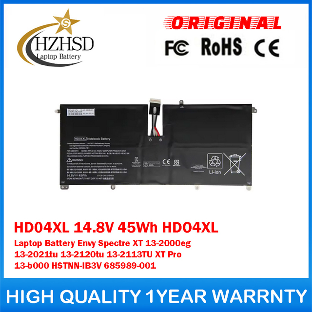HD04XL 14.8V 45Wh HDO4XL Genuine Original Laptop Battery For HP Envy Spectre XT 13-2000eg 13-2021tu 13-2120tu 13-2113TU XT Pro 13-b000 HSTNN-IB3V 685989-001