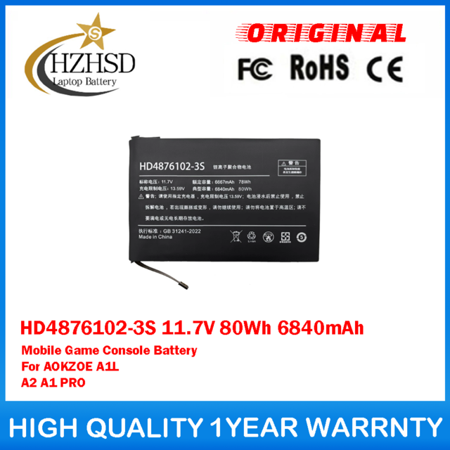 HD4876102-3S 11.7V 80Wh 6840mAh High quality Upgraded Battery For AOKZOE A1L A2 A1 PRO Handheld Game Console Battery
