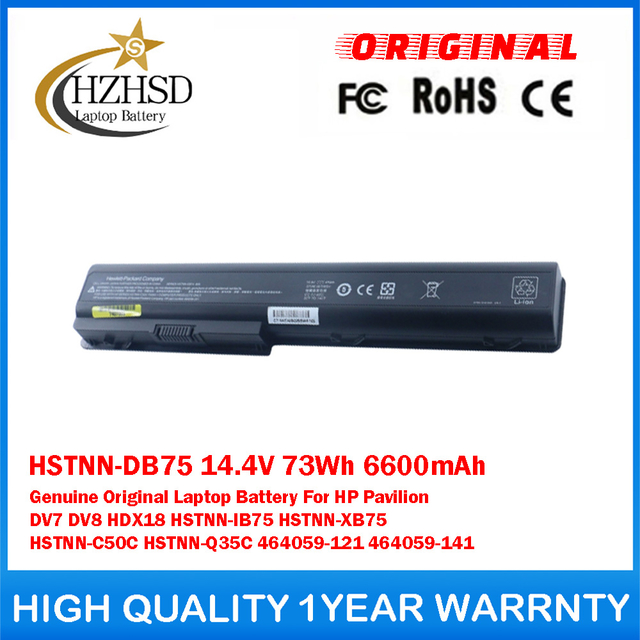 HSTNN-DB75 14.4V 73Wh 6600mAh Genuine Original Laptop Battery For HP Pavilion DV7 DV8 HDX18 HSTNN-IB75 HSTNN-XB75 HSTNN-C50C HSTNN-Q35C 464059-121 464059-141