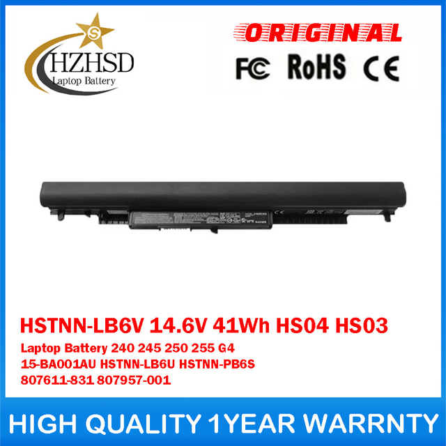 HSTNN-LB6V 14.6V 41Wh HS04 HS03 Genuine Original Laptop Battery For HP 240 245 250 255 G4 15-BA001AU HSTNN-LB6U HSTNN-PB6S 807611-831 807957-001