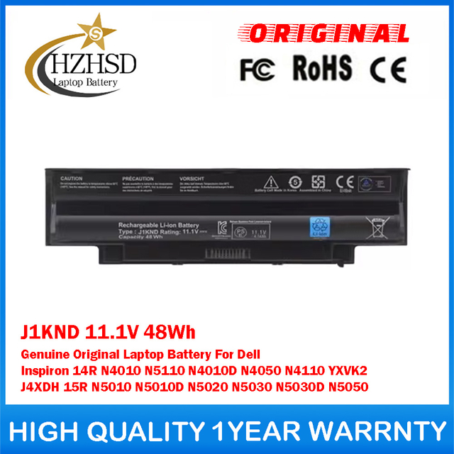 J1KND 11.1V 48Wh Genuine Original Laptop Battery For Dell Inspiron 14R N4010 N5110 N4010D N4050 N4110 YXVK2 J4XDH 15R N5010 N5010D N5020 N5030 N5030D N5050