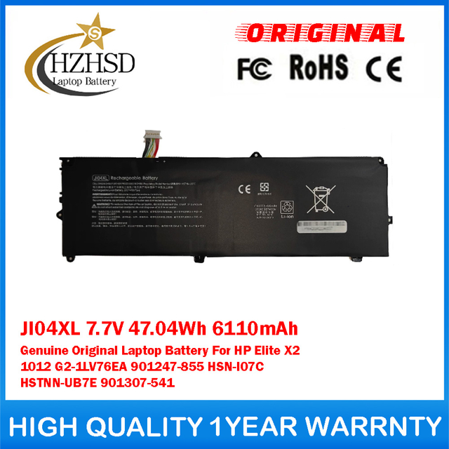 JI04XL 7.7V 47.04Wh 6110mAh Genuine Original Laptop Battery For HP Elite X2 1012 G2-1LV76EA 901247-855 HSN-I07C HSTNN-UB7E 901307-541