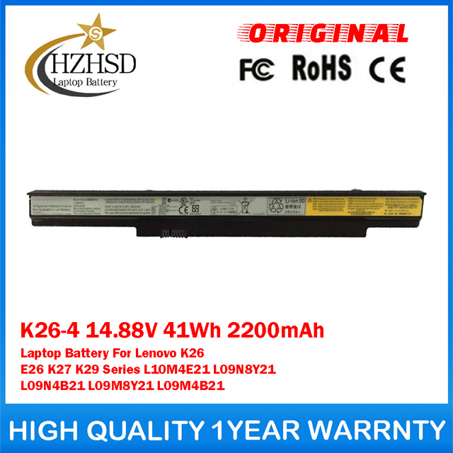 K26-4 14.88V 41Wh 2200mAh Genuine Original Laptop Battery For Lenovo K26 E26 K27 K29 Series L10M4E21 L09N8Y21 L09N4B21 L09M8Y21 L09M4B21