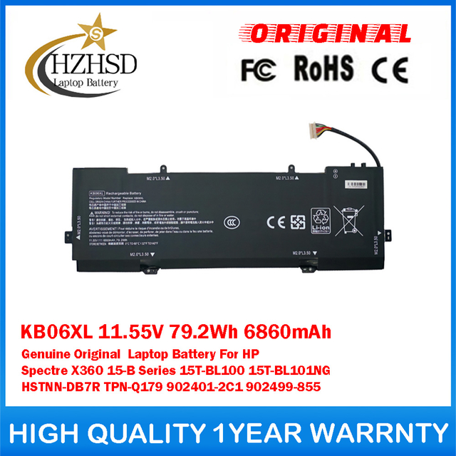 KB06XL 11.55V 79.2Wh 6860mAh Genuine Original  Laptop Battery For HP Spectre X360 15-B Series 15T-BL100 15T-BL101NG HSTNN-DB7R TPN-Q179 902401-2C1 902499-855