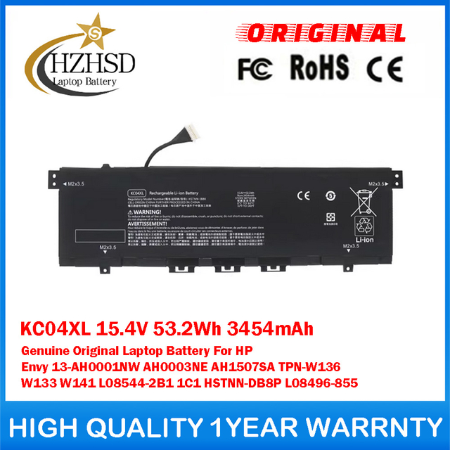 KC04XL 15.4V 53.2Wh 3454mAh Genuine Original Laptop Battery For HP Envy 13-AH0001NW AH0003NE AH1507SA TPN-W136/W133/W141 L08544-2B1 1C1 HSTNN-DB8P L08496-855
