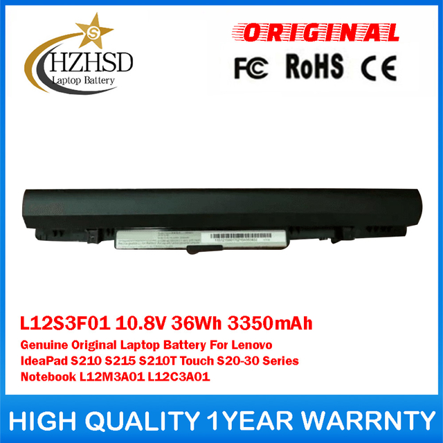 L12S3F01 10.8V 36Wh 3350mAh Genuine Original Laptop Battery For Lenovo IdeaPad S210 S215 S210T Touch S20-30 Series Notebook L12M3A01 L12C3A01