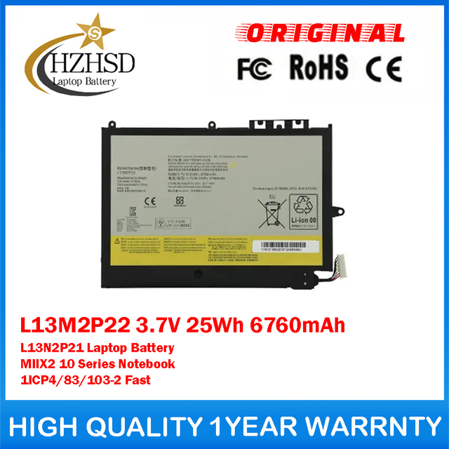 L13M2P22 3.7V 25Wh 6760mAh L13N2P21 Genuine Original Laptop Battery For Lenovo MIIX2 10 Series Notebook 1ICP4/83/103-2 Fast