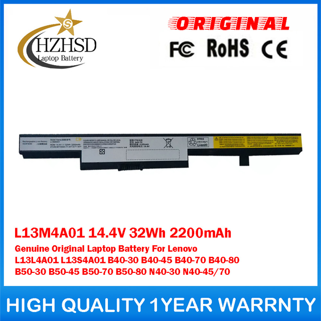 L13M4A01 14.4V 32Wh 2200mAh Genuine Original Laptop Battery For Lenovo L13L4A01 L13S4A01 B40-30 B40-45 B40-70 B40-80 B50-30 B50-45 B50-70 B50-80 N40-30 N40-45/70