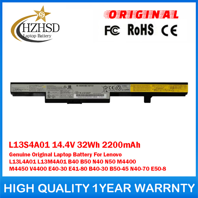 L13S4A01 14.4V 32Wh 2200mAh Genuine Original Laptop Battery For Lenovo L13L4A01 L13M4A01 B40 B50 N40 N50 M4400 M4450 V4400 E40-30 E41-80 B40-30 B50-45 N40-70 E50-8